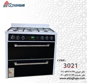 تصویر  اجاق گاز آتشگر 5 شعله طرح فر مدل 3021